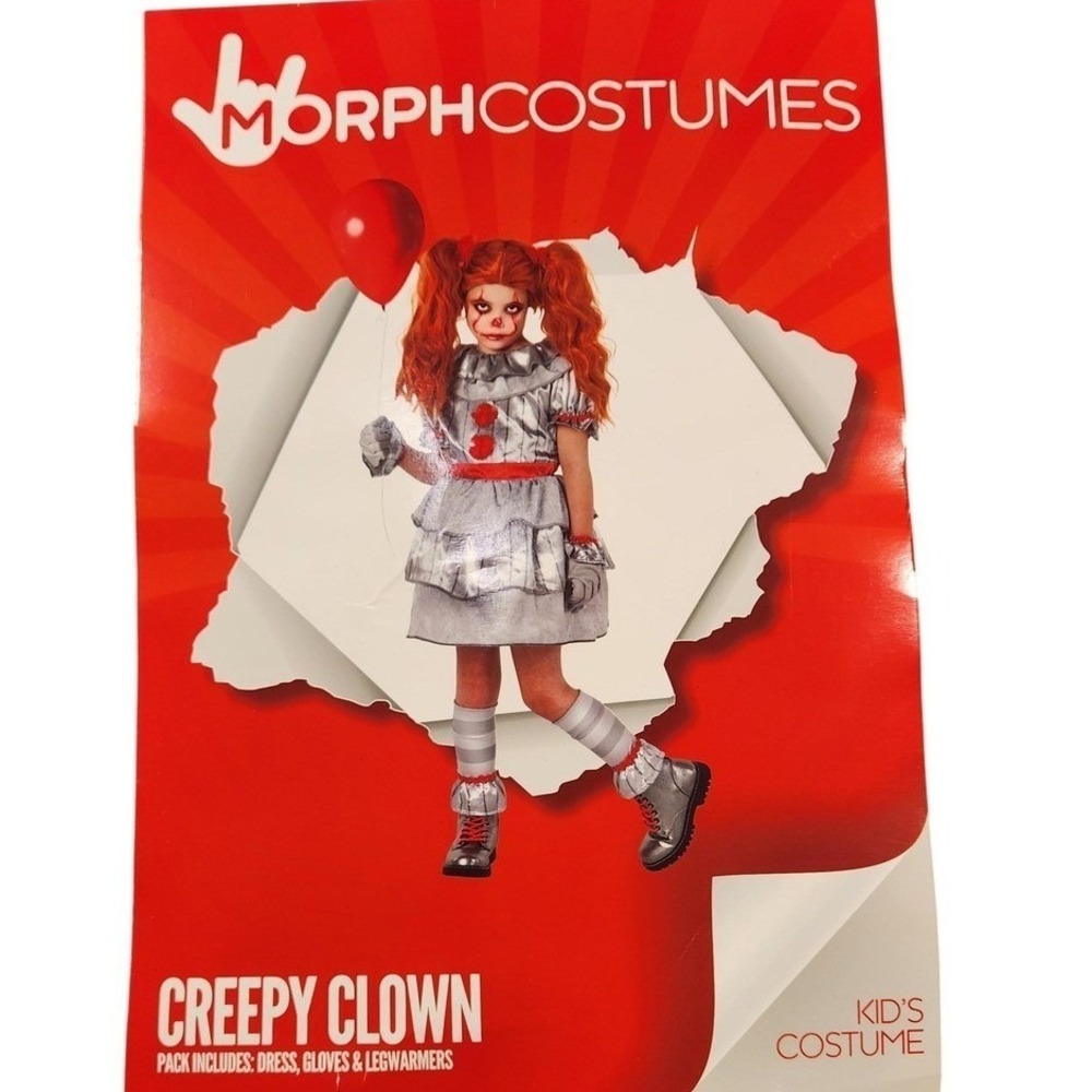 MorphCostumes Creepy‎ Clown Costume Girls L Gray Dress Legwarmers Halloween